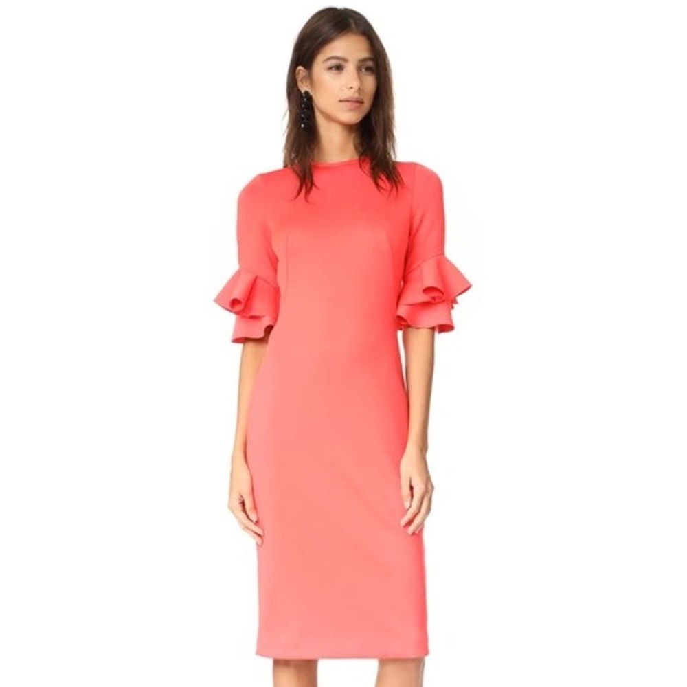 Black Halo Eve By Laurel Berman Josie Ruffled Sleeve Sheath Cocktail Dress | 8